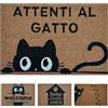KOKO DOORMATS Zerbino ingresso casa in Fibra di Cocco "Attenti al Gatto" | Tappeto Ingresso Esterno con Base Antiscivolo in PVC | Design Simpatico e Resistente da 40x60 cm per Porta d'Ingresso