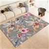 Generic Tappeto Lavabile in Lavatrice 60x90cm Piante E Fiori Eleganti Antiscivolo Tappeto per Sala da Pranzo e Soggiorno, Colorato Tappeto Pelo Basso, Tappeto da Comodino per Camera da Letto