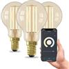 CALEX Lampadina LED Smart, E14, P45, Filamento Oro, luce calda, Dimmerabile, controllo app Wi-Fi & vocale, Confezione da 3
