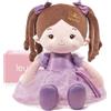 LeyaDoll Bambola di peluche morbida (40 cm), regalo di nascita e battesimo per bambine - Adorabile giocattolo per neonati 0-3 anni - Il mio primo angelo custode - Corallo Viola