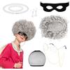 XEPST Gangster Granny Costume-Ladro Vecchia Signora parrucca Set Old Lady Fancy Dress Set con Granny parrucca ladro Maschera Occhiali Collana di perle per adulti Bambini Halloween Cosplay Carnevale