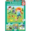 Educa - Puzzle Progressivo Animali Fattoria | 4in1 Progressivo 6/9/12/16 pezzi | Fattoria, Bambini | dai 3 anni (17145)