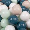 KiddyMoon 50 Palline/7Cm Palline Morbide Colorate Per Piscina Bambini Fatto In EU, Turchese Scuro/Beige Pastello/Bianco/Menta