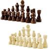 PrimoLiving Statue di scacchi in legno con feltro, altezza re 79 mm, design Staunton, scacchi, statuette in legno, colore marrone e bianco, taglia L