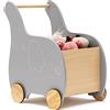 COSTWAY Carrellino Primi Passi per Bambini in Legno, Carrello Portagiochi Design 2 in 1 con Ruote in Gomma, Ideale per Bambini e Bambine con Età più di 3 Anni, 32 x 48 x 56 cm (Grigio)