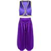 inlzdz Costume Aladdino Costume da Principe Arabo Bambini Ragazzi Waistcoat Gilet + Pantaloni Abito Rinascimentale Costume per Festa di Carnevale Halloween Viola 13-14 anni