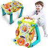 BAKAJI Primi Passi 3 in 1 Gioco Trasformabile in Tavolo, Centro Attività Giocattolo per Prima Infanzia, Supporto Camminata per Bambini, Funzione Trainante, Gioco Educativo con Luci e Suoni