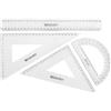 Westcott Set geometrico 4 pezzi | Set matematico con righello da 30 cm, triangoli geometrici da 45° e 60°, goniometro da 180° | Plastica trasparente | E-10304 00