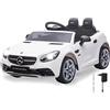 Jamara 461800 - Ride-on Mercedes-Benz SLC Bianco 12V - Licenza Ufficiale, 2 Velocitá, Luci LED, Suoni, Musica AUX USB Micro SD, Ruote con Anelli in Gomma Ultragrip