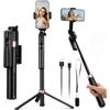 Ouitble Treppiede per cellulare per smartphone, rotazione a 360°, selfie stick automatico con 4 gambe, supporto per cellulare da 160 cm, con telecomando, controllo dei gesti per vlog Live Stream
