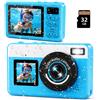 Maxmango D70 4K Macchina Fotocamera Subacquea - 48MP 10FT Fotocamera Digitale Impermeabile per Snorkeling - Doppio Schermo Compatta Galleggiante con 32GB - Batteria 1200mAh per Bambini e Ragazzi (Blu)