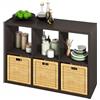 Furinno HERMITE isola da cucina, stoccaggio cucina a 6 cubi, baker's rack, isola con contenitore, rovere nero