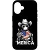 Merica USA Patriotic Cute Funny 4th of J Custodia per iPhone 16 Robot Ingegnere Robotica AI Scienza Bandiera Americana Bandana