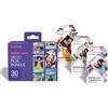 instax mini DECO film bundle pellicole, 30 scatti, 3 pacchi da 10 scatti, motivo bordo Confetti, Mermaind Tail e Spray Art