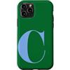 Retro Large Initials - Accessories by B. Custodia per iPhone 11 Pro Personalized Initial Letter C Blue Minimalist Monogram Name