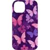 Floral Aesthetic Flower Botanical Patter Custodia per iPhone 14 Carino Rosa Viola Farfalla Modello Fiori Vaporwave Scuro