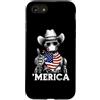 Merica USA Patriotic Cute Funny 4th of J Custodia per iPhone SE (2020) / 7/8 Robot Ingegnere Robotica AI Scienza Bandiera Americana Bandana