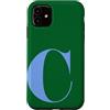 Retro Large Initials - Accessories by B. Custodia per iPhone 11 Personalized Initial Letter C Blue Minimalist Monogram Name