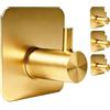 Woflebel Ganci Adesivi,Ganci Portasciugamani in Acciaio Inox,4 Pezzi,Gancio Appendiabiti da Parete Autoadesivo,Gancio per Cucina e Bagno,Appendi Porta Asciugamani Impermeabili,Oro
