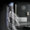 jullybathevy AWorddy LED Colonna Doccia Idromassaggio Miscelatore per Vasca con 5 Funzioni Pannello Doccia Set in 304 Acciaio Inox Sistema Set Doccia con Soffione Fisso,Massaggi,Doccetta e Bocca Vasca,Nera