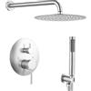 SaniteModar Set Doccia Incasso | Miscelatore Doccia Incasso con Soffione a Pioggia Rotondo 25cm e Doccetta | Nichel Spazzolato