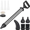 Woonyee Pistola Silicone, Pistola Silicone Professionale, Pistola per Stucco, Pompa per Malta a Mano, Acciaio Inox, 5 Ugelli, Allargati, Più Spessi, Alta Aspirazione, Buona Tenuta (68 x 6 cm)