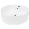 LuxeBath Lavabo da Appoggio - 460 x 460 x 155 mm - Ceramica - Rotondo - Finitura Bianco Lucido - Lavandino Design Moderno Bacinella Lavamani Lavello Sanitari Bagno senza Valvola di Scarico Piletta