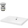 ML DESIGN modern living ML-Design Lavabo in Ceramica Bianca Lucida 51 x 41,5 x 15,5 cm Lavandino da Incasso Rettangolare Moderno Bacinella Lavamani per Bagno Lavello con Set di Scarico Standard Cromato