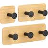 Segus Ganci di Bambù Autoadesivi, 3 Pezzi Ganci Appendiabiti Adesivi, Senza Forare, Appendi Asciugamani, per Chiavi, Occhiali, Cuffie, Ombrelli, Accessori Bagno (Nero)