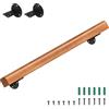 Eikuavons - Corrimano in legno di pino, 100 cm, ringhiera per scale montata a parete, corrimano semicircolare in legno antiscivolo con supporti a parete, materiale di montaggio, noce chiaro