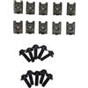 equlup Viti di Montaggio, Set di Dadi di Montaggio 5x16 Mm Dado di Fissaggio in Alluminio Kit di Bulloni Corpo Carenatura Colorata con Clip di Velocità Per Moto(Nero)
