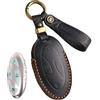 Rondrive Custodia per chiavi in pelle cucita a mano, adatta per Hyundai Tucson Santa Fe MX5 Ioniq 5N 9 EV Kona Nexo NH2 2025 2026, custodia per chiavi auto, custodia per chiavi, protezione chiavi, 7