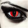 DESIGNLENSES, Lenti a contatto colorate rosse,occhi di gatto per costume di Halloween, senza gradazione, 1 paio (2 pezzi), lentes cosmetiche colore + custodia per lenti Red Cateye