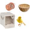 GPYP Motisi Zootecnici Nido per CANARINI Esterno Gabbia + Base in PLASTICA Uccelli Uccellini + Vimini + Juta