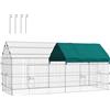 PawHut Parco recinto Gabbia Coniglio Esterno, 220 x 85 x 103 cm, Struttura in Acciaio con 2 ante bloccabili e Protezione Parasole Tetto, Adatto per porcellini d'India, Tartarughe, Polli, Roditori