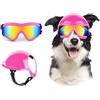 Billionchains Set di occhiali e casco per cani, occhiali da sole antipolvere con protezione UV, resistente casco da moto con foro per le orecchie, occhiali regolabili per cani di taglia media e grande