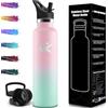 Mulbijeo Borraccia Termica 1 Litro, Senza BPA, Borraccia Termica, Sottovuoto a Doppia Parete, Bottiglia Termica, 18/8 Acciaio Inox, Borracce Termiche, con Cannuccia, Termos per Palestra, Sport, Bici