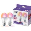 WiZ Lampadina Smart WiFi Goccia Smerigliata, 60W, E27, 2 Pezzi, Tecnologia SpaceSense, Controllo Vocale, Luce Bianca o Colorata, Dimmerabile