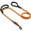 Sweetie Guinzaglio Cane Corda Nylon 1,5 m - Anti Tiro, Doppio Manico Bungee, Regolabile - Guinzaglio in Corda per Cani Grandi e Piccoli - Moschettone 360° - 10 Colori - Arancione