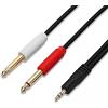 System-S Jack AUX TRS da 3,5 mm a doppio connettore mono da 6,35 mm, cavo splitter audio stereo