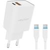 N NEWTOP Caricabatterie CM25 da Rete Muro USB A + Type-C POWERDELIVERY 20W Quick Charger 3.0 Ricarica Veloce Rapida Universale Compatibile con Huawei Samsung Xiaomi Tablet (+Cavo Type-C M-M 2m)