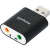 Manhattan 152754 Hi-Speed USB 2.0 Stereo Sound Adattatore, USB Tipo A Maschio a Femmina Audio e Microfono Jack 3,5 mm Jack Nero
