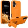 kwmobile 1x Custodia Compatibile con Apple iPhone 16 - Cover Supporto Dita - Back Case per Smartphone - Protezione Gommata Arancia fruttata