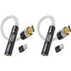 Yinyoo Adattatore Audio Yinyoo CCZ CM01 USB C a 3,5 mm, 2 Pezzi, con Amplificatore MAX97220 e Chip DAC CX31993, Hi-Res 24 bit/384 kHz, Controllo Lineare e Cavo Placcato Argento, Compatibile con iPhone 15/Pro