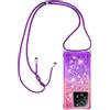 Paekear Custodia per Cellulare con Corda per Xiaomi 13T 5G/Xiaomi 13T Pro 5G Case, Liquido Sabbie Mobili Bumper TPU Cover con Collana Practical Stylish/Necklace Cordoncino Cordino Tracolla, Rosa & Viola