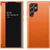 ZORSOME Custodia protettiva per Samsung Galaxy S23 Ultra Smart Clear View, ultra sottile in pelle con chiusura a linguetta, arancione