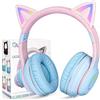 AXFEE Cuffie Bluetooth per Bambini, LED Cuffie Cablate/Wireless con Orecchio di Gatto, Pieghevole Audio Stereo HD Over-Ear Cuffie per Studiare/Viaggiare, 105dB Volume Limited, Bluetooth 5.0 Version
