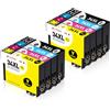 Clywenss Compatibili 34XL 34 XL Cartucce d'inchiostro Multipack per Epson WorkForce Pro WF-3720DWF WF-3725DWF WF-3720 WF-3725 WF3720 WF3725 Stampante, 8-Pezzi (Nero, Ciano, Magenta, Giallo)