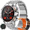 MYSHUN Smartwatch Uomo Chiamata Bluetooth e Risposta Vivavoce Smart Watch Contapassi Cardiofrequenzimetro Sonno 123 Modalità Sport Notifiche Messaggi Orologio Fitness Tracker per Android iOS (Argento)