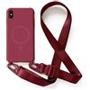 Leather Armor Cover Compatible con iPhone XS Max rimovibile custodia in silicone,[Antiurto] [AntiGraffio] [Antiscivolo] Custodia con Regolabile Collana per Cordino Collana Necklace Cover Corda-Rosso